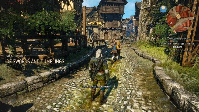 Enlist Sukrus from Skellige as Hattori's bodyguard. / Break up the fight outside the inn.