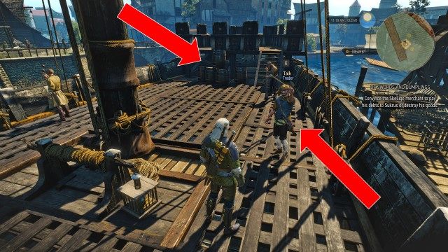 Convince the Skellige merchant to pay his debts to Sukrus or destroy his goods.