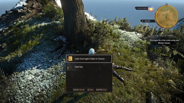 Investigate the crime scene using your Witcher Senses.