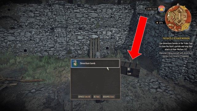 (Optional) Equip yourself with dimeritium bombs from Vesemir's supplies.