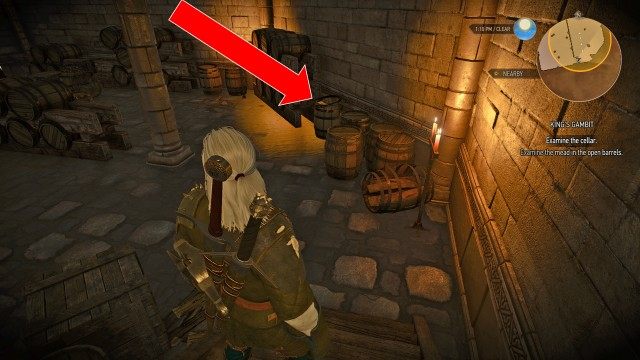 Follow Cerys to the cellar. / Examine the cellar. / Examine the mead in the open barrels.