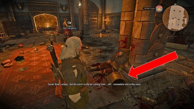 Examine the traces of mead around the crime scene using your Witcher Senses.