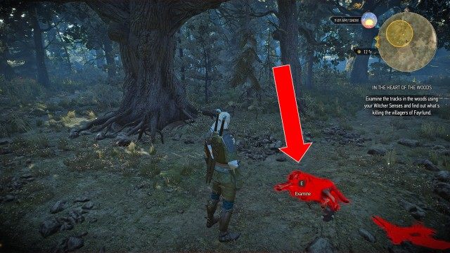 Examine the tracks in the woods using your Witcher Senses and find out what's killing the villagers of Fayrlund.