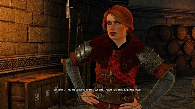 Flee from the burning cellar. / Follow Cerys through the tunnel.