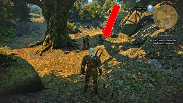 Go to the School of the Cat witcher's stash to collect your reward.