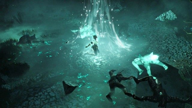 Help Triss fight the Wild Hunt by the gate to the inner courtyard.