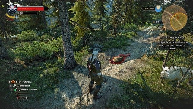Travel to the missing miners' camp. / Investigate the area around the missing miners' camp using your Witcher Senses.
