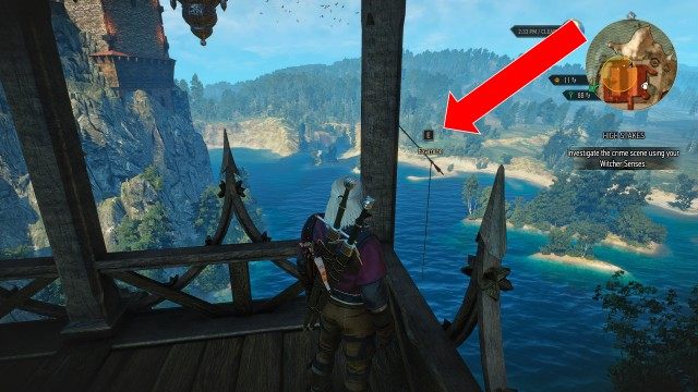 Follow the guard to the crime scene. / Investigate the crime scene using your Witcher Senses.