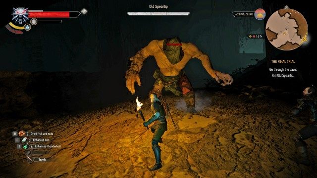 Enter the cave. / Go through the cave. / (Optional) Kill Old Speartip.