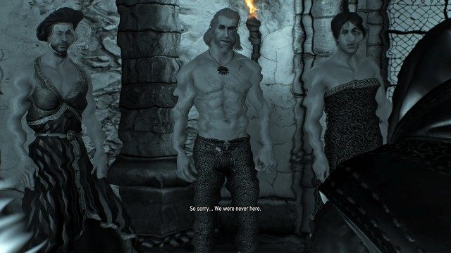 (Optional) Search Yennefer's trunks. / Put on Yennefer's trousers.