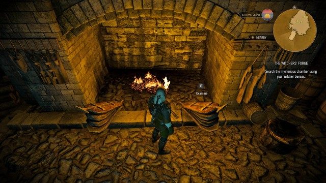Search the mysterious chamber using your Witcher Senses. This will cause that a fire elemental - ifrit (30), that guards this place will appear, and you will be attacked by it. 