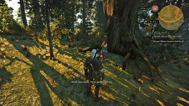 Use your Witcher Senses to find the girl.