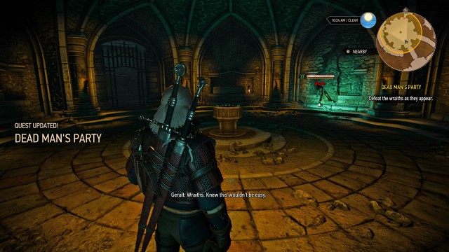Enter the von Everec family crypt. / Defeat the wraiths as they appear.