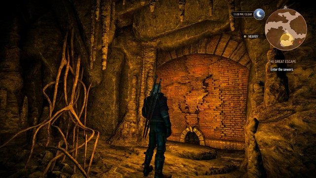 Repair the mechanism and open the doors. / Enter the sewers.