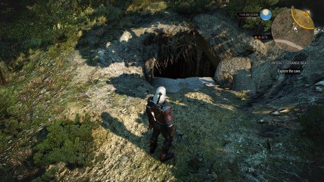 Follow the tracks using your Witcher Senses. / Explore the cave.