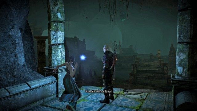 Explore the elven ruins with Philippa Eilhart. / Exterminate the monsters.