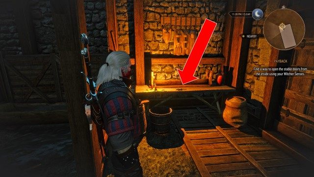 (Optional) Meet Ciri and Aegar near the Novigrad stables. / Sneak into the stables. / Find a way to open the stable doors from the inside using your Witcher Senses. / Calm the horses with the Axii Sign. 0/3