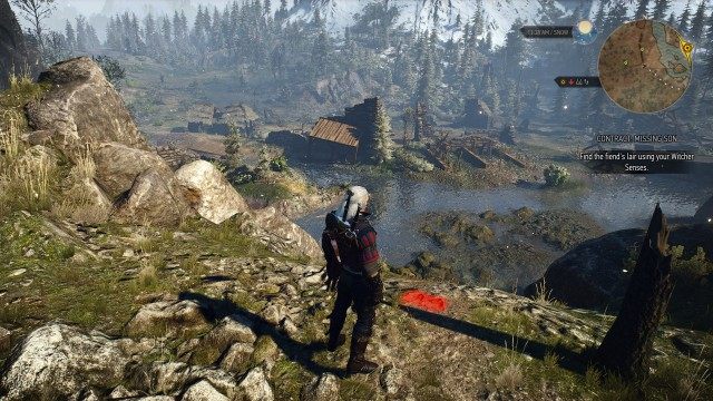 Find the fiend's lair using your Witcher Senses.