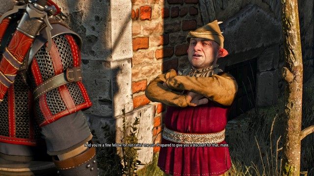 Find the mysterious merchant using your Witcher Senses.
