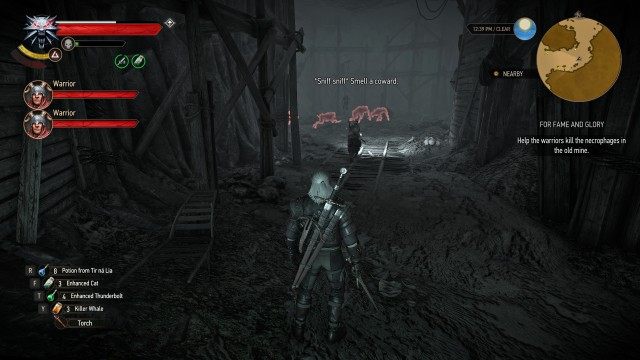 Help the warriors kill the necrophages in the old mine.