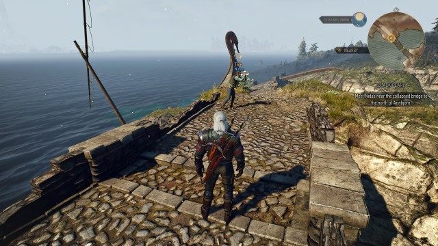 Meet Nidas near the collapsed bridge to the north of Arinbjorn.