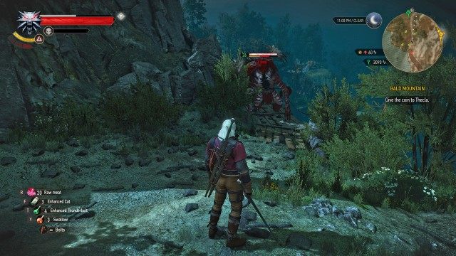 Retrieve the coin Thecla threw in the water by using your Witcher Senses. / Give the coin to Thecla.