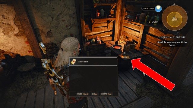 Search the house using your Witcher Senses. / Read the letter.
