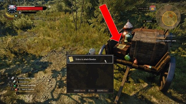 Follow the horses' tracks./ Defeat the knights. / Explore the knights' camp.