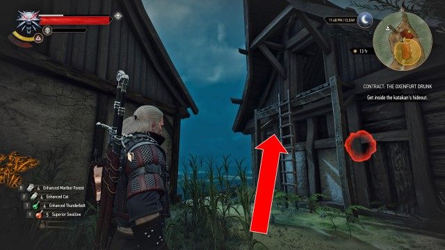 Track down the katakan using your Witcher Senses. / Get inside the katakan's hideout.