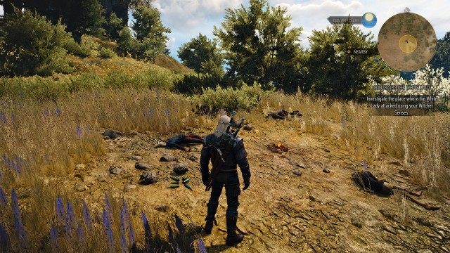 Look for the bodies of the White Lady's victims using your Witcher Senses. / Investigate the place where the White Lady attacked using your Witcher Senses.
