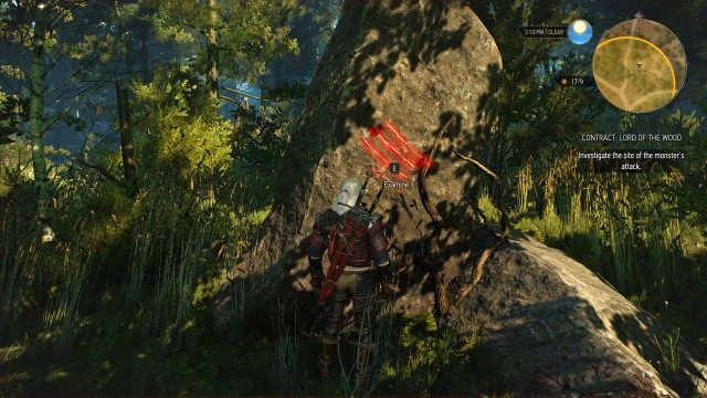Use your Witcher Senses to follow the wagon tracks to where the monster attacked. / Investigate the site of the monster's attack.