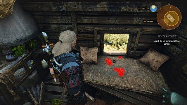 Find the source of the strong odor using your Witcher Senses./ Search the hut using your Witcher Senses.