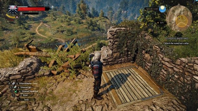 Search the ruined hut's cellar.