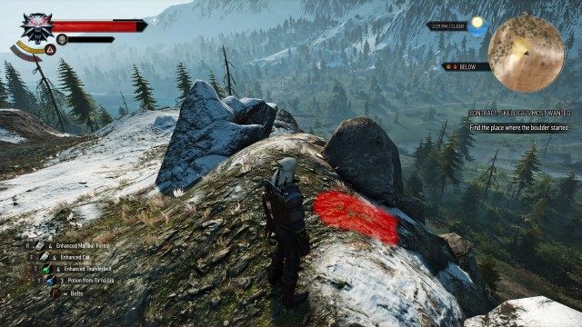 Find the place where the boulder started.