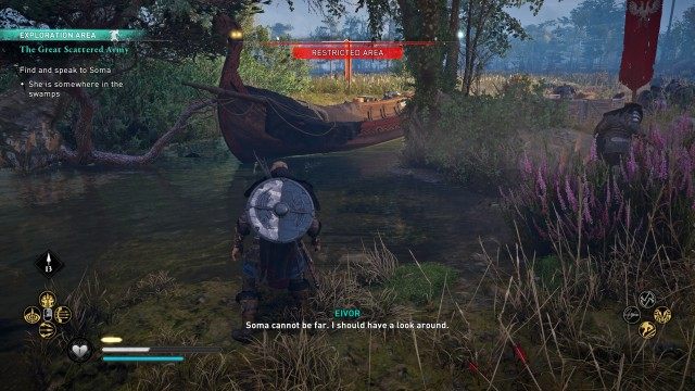 Find and reach Soma's longship