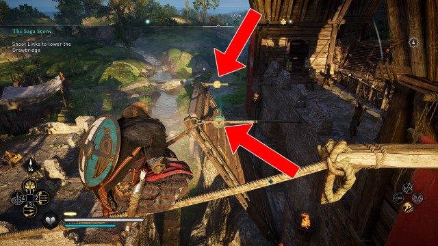 Shoot Links to lower the Drawbridge