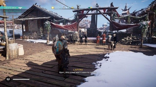 Find and speak to Hjorr / Beat up the disgruntled citizens