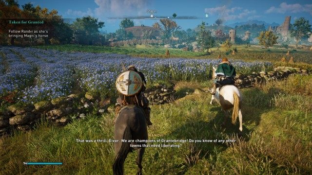 Follow Randvi as she's bringing Magni's horse