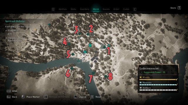 Find and Light the firepits 0/8