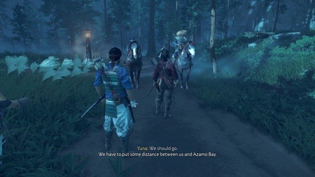 Meet up with Kenji at the crossroads / Mount your horse / Ride with your allies