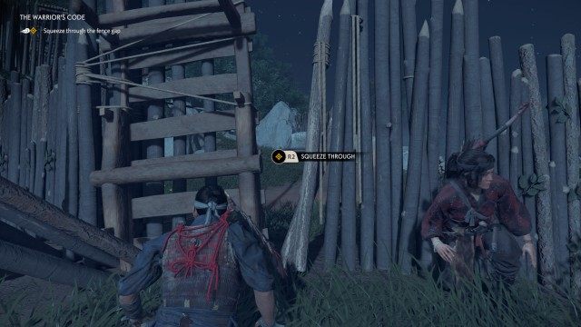 Find the gap near the camp’s gate / Squeeze through the fence gap