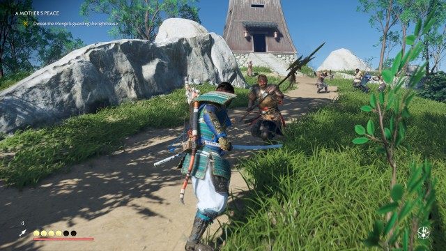 Follow Masako / Defeat the Mongols guarding the lighthouse / Defeat the Mongol reinforcements / Speak with Masako
