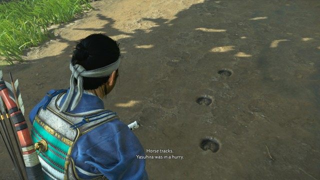 Investigate Yasuhira's path / Follow Yasuhira's horse's tracks / Reach the encounter area / Defeat the Mongols