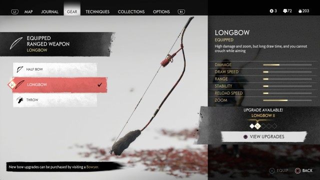 Pick up the longbow / Kill the tengu