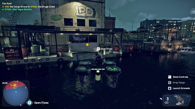 REACH Rotherhithe Docks  / STEAL the Drugs / USE the Cargo Drone to STEAL the Drugs Crate / DELIVER the Drugs Crate