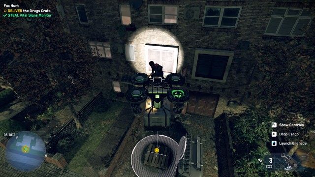 REACH Rotherhithe Docks  / STEAL the Drugs / USE the Cargo Drone to STEAL the Drugs Crate / DELIVER the Drugs Crate