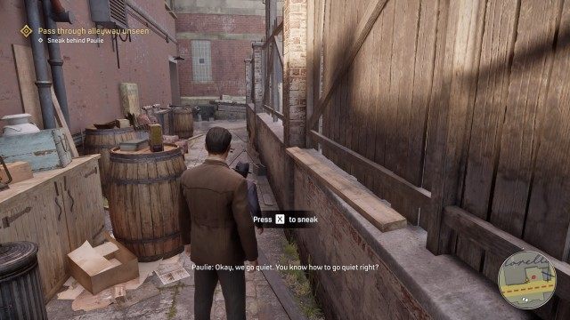 Follow Paulie / Pass through alleyway unseen
