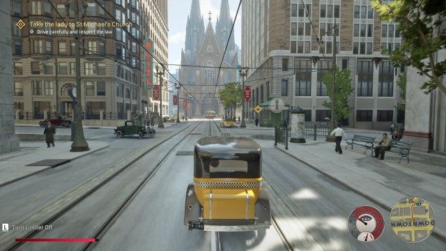 Get into the taxi / Take the lady to St Michael's Church