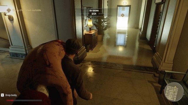 Pick up the clown's body / Carry the clown outside