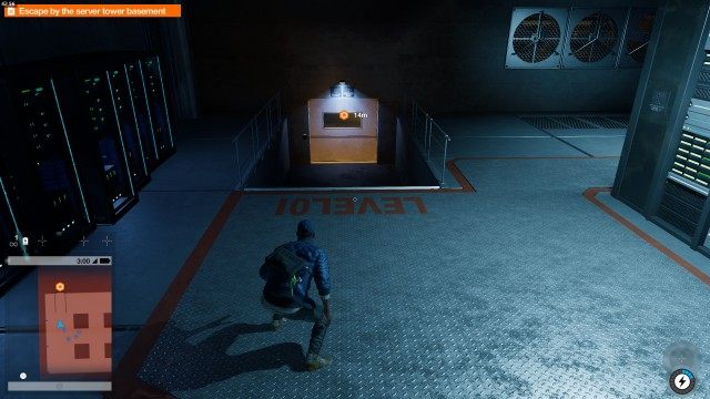 Escape by the server tower basement